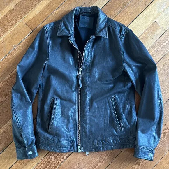 All Saints Varley Leather Jacket - Men's Size L - Dark Brown - Picture 4 of 14